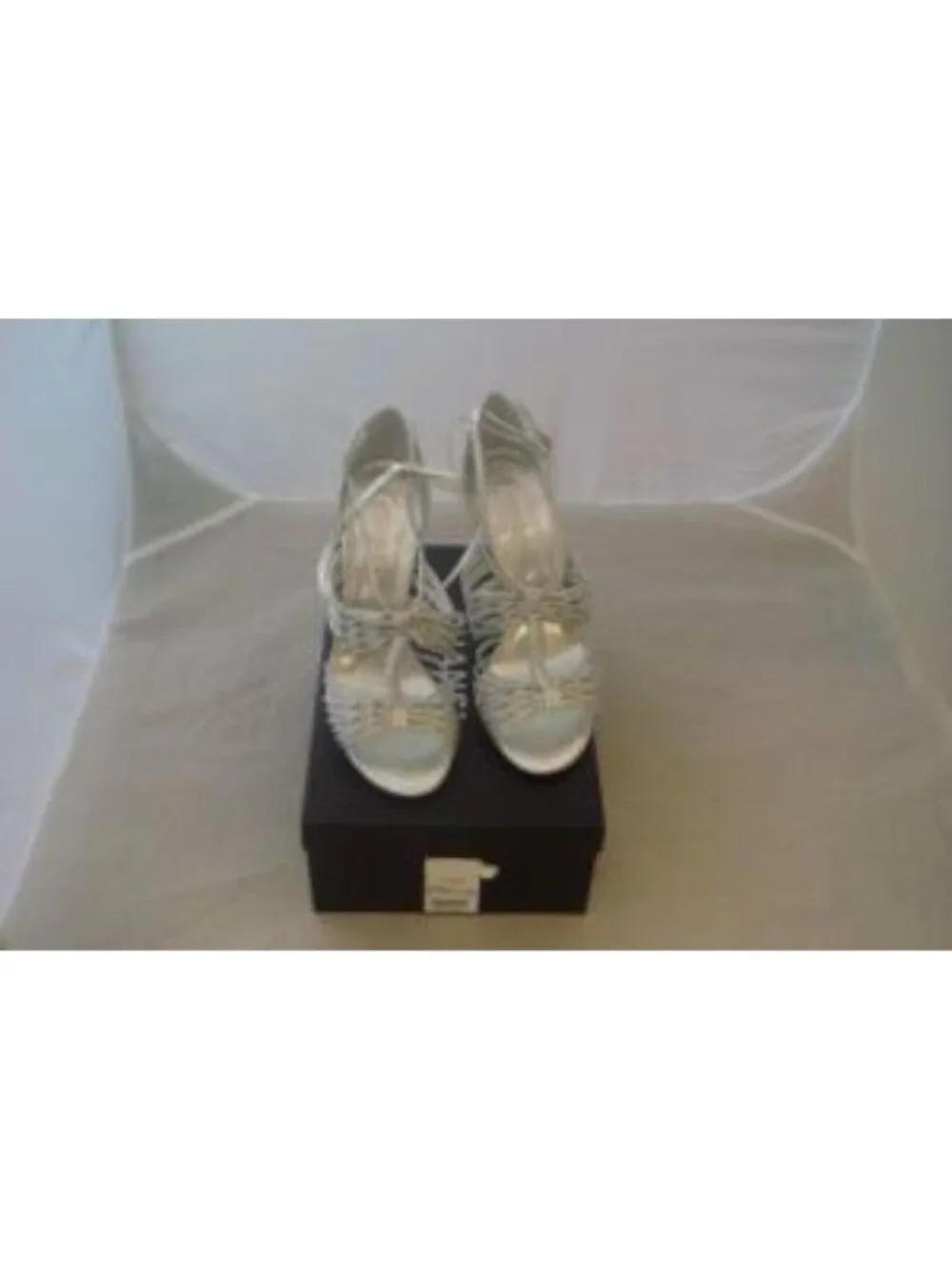 Chanel Silver Knotted Leather CC Ankle Strap Sandals Size 39 - New In Box